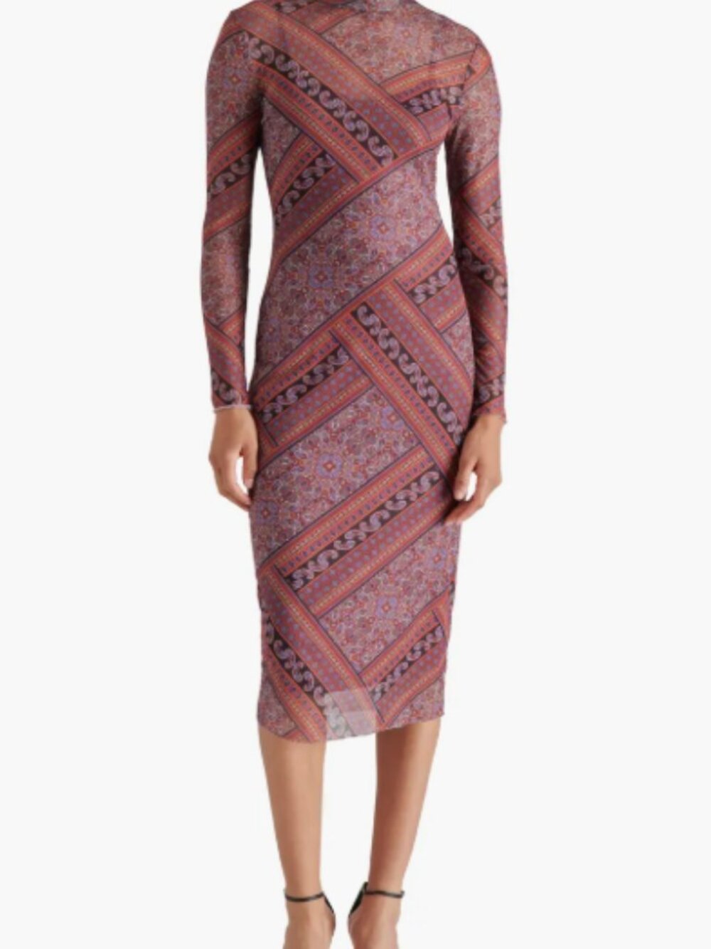 Steve Madden Vivienne Scarf Print Mesh Midi Dress Size M